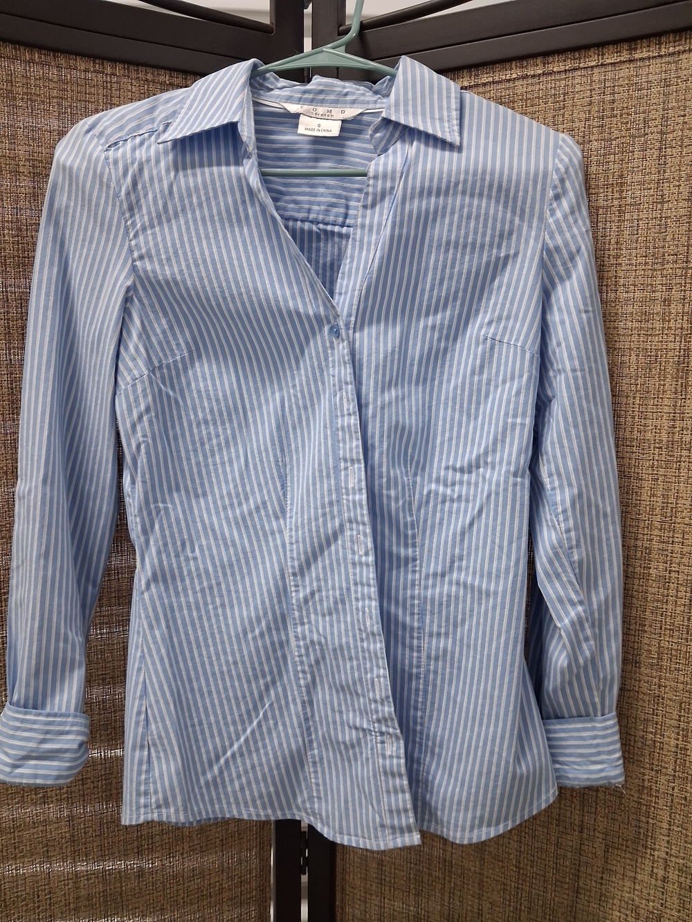 Light Blue Stripe Women's Button-Down Shirt - Casual Tailored Fit